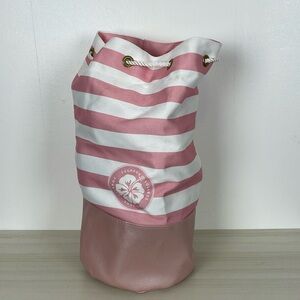 LulaRoe Womens Pink And White Striped Shoulder Cinch Beach Bag